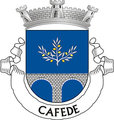 <p>Escudo de azul, com ponte de dois arcos de prata, lavrada de negro, movente da ponta e dos flancos, encimada por ramo de oliveira de prata, frutado de ouro. Coroa mural de prata de três torres. Listel branco, com a legenda a negro: «CAFEDE».</p>
<p>(D.R.III Série nº 121, de 27/06/05)</p>